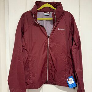 Columbia Switchback III Maroon Zip Hooded Windbreaker Rain Jacket Women’s XL